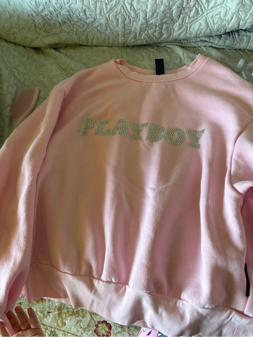PLAYBOY Pink Crewneck Sweatshirt with Branded Neck Tag
